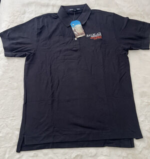 Devon & Jones Balblair Polo Shirt Pima Cotton Mens Medium Black Logo